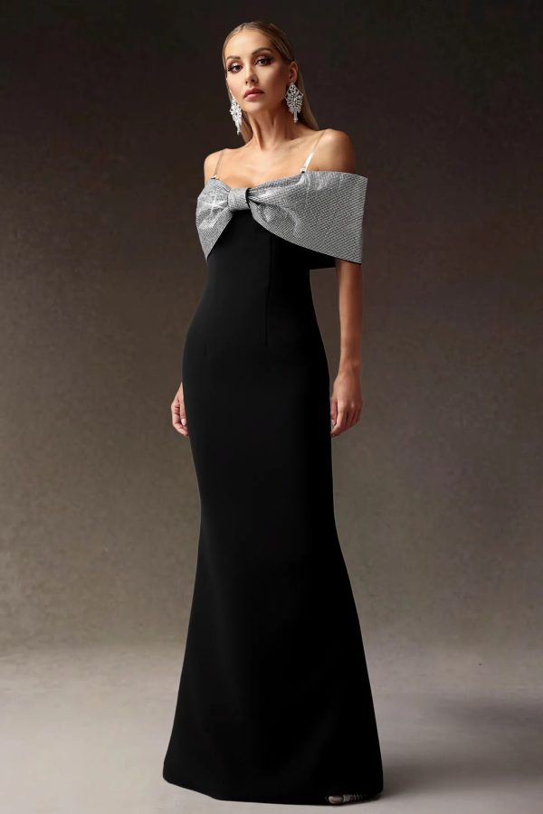 liopa bow diamond off shoulders maxi dress 14