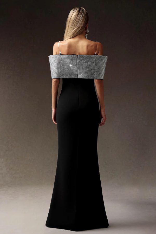 liopa bow diamond off shoulders maxi dress 16