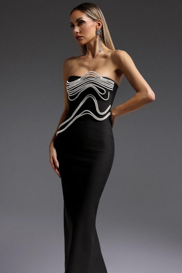 oga sleeveless diamond bandage maxi dress 300