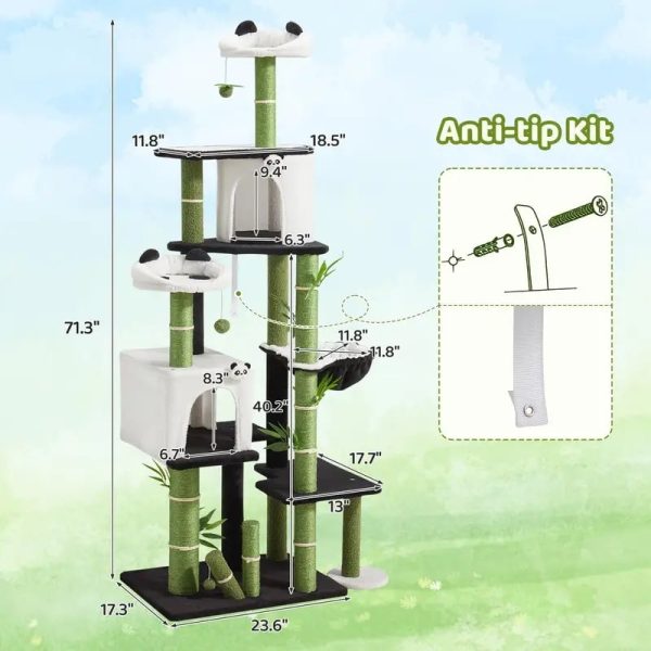 panda themed sisal bamboo cat tree 13