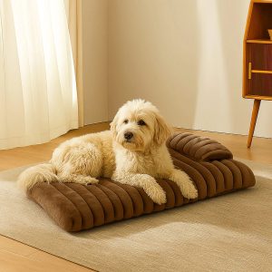 plush fluffy thick comfort calming dog bed with pillow 11