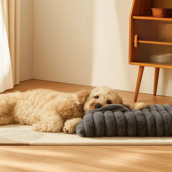 plush fluffy thick comfort calming dog bed with pillow 13