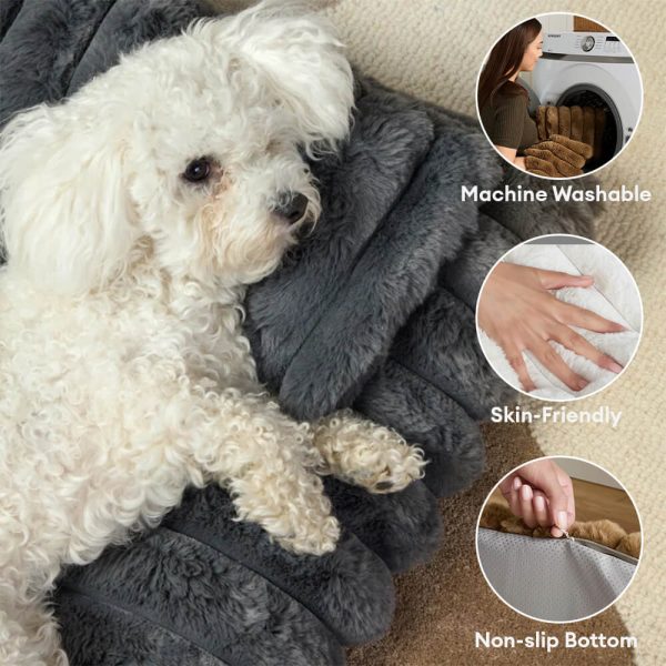 plush fluffy thick comfort calming dog bed with pillow 15