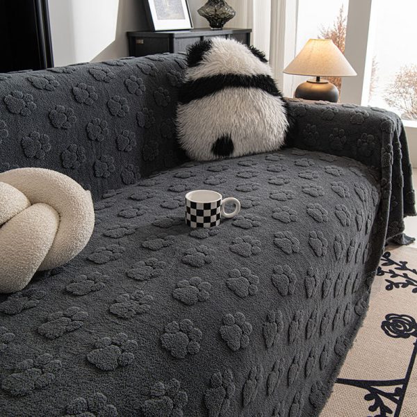plush paw patterned soft sofa protector throw couch cover 12