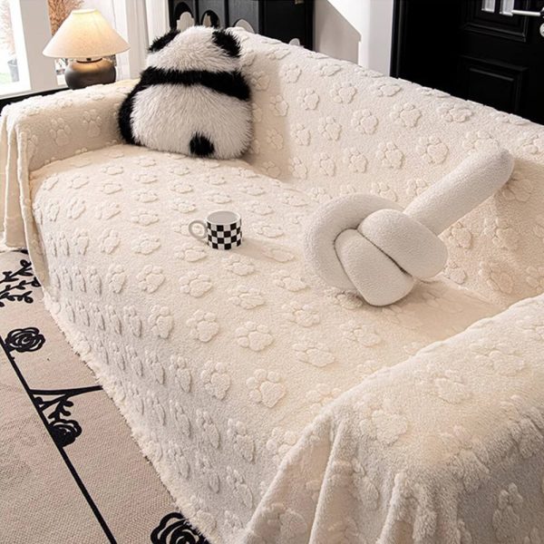 plush paw patterned soft sofa protector throw couch cover 18