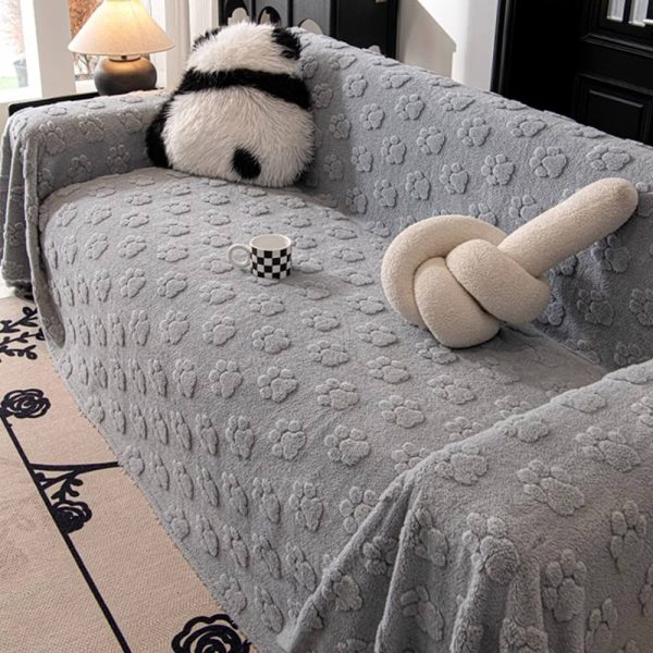 plush paw patterned soft sofa protector throw couch cover 20