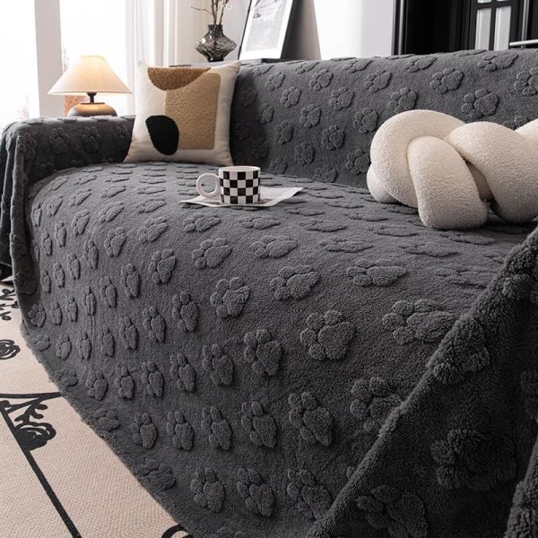 plush paw patterned soft sofa protector throw couch cover 21