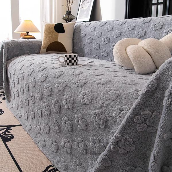 plush paw patterned soft sofa protector throw couch cover 22
