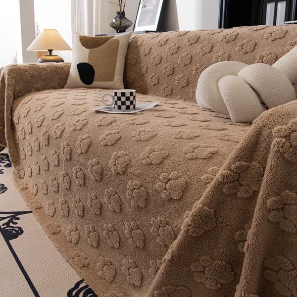 plush paw patterned soft sofa protector throw couch cover 23