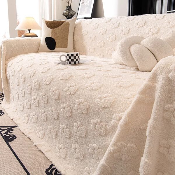 plush paw patterned soft sofa protector throw couch cover 24