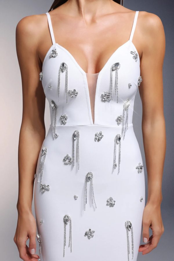 salacia sleeveless v neck diamond tassels mini dress 15