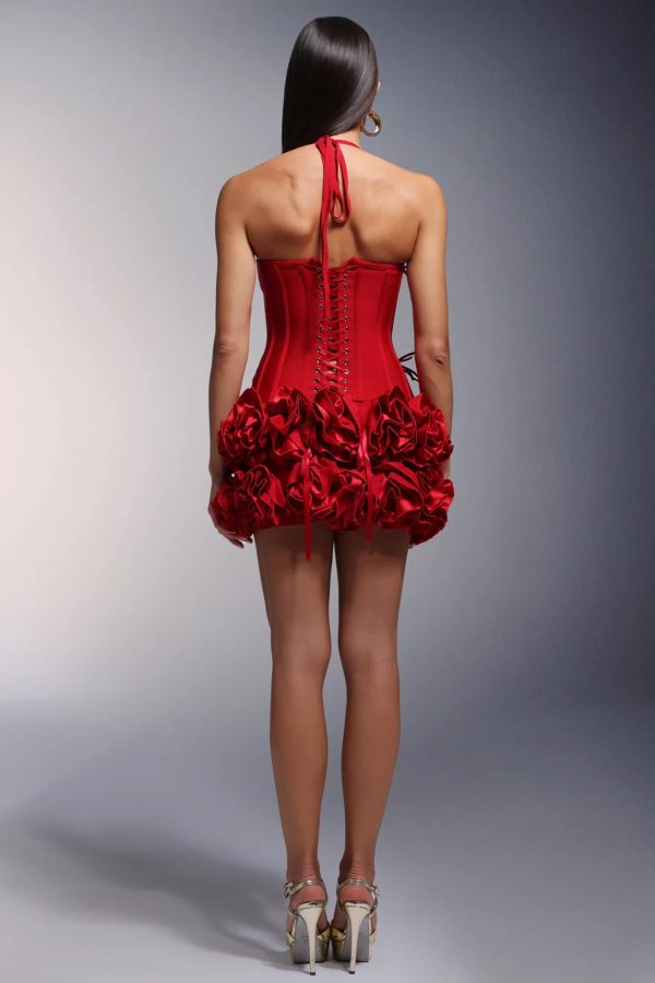 shannon halter flowers corset bandage mini dress 16