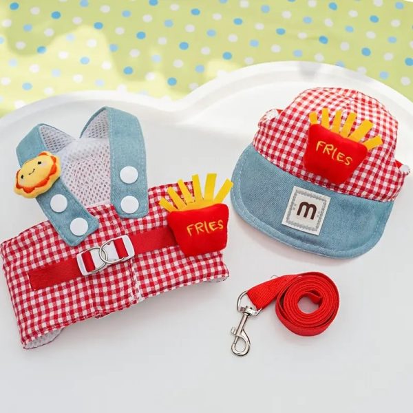 spring & summer pet plaid harness set 19