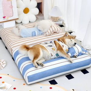 striped cotton thick padded & soft dog pillow bed 11