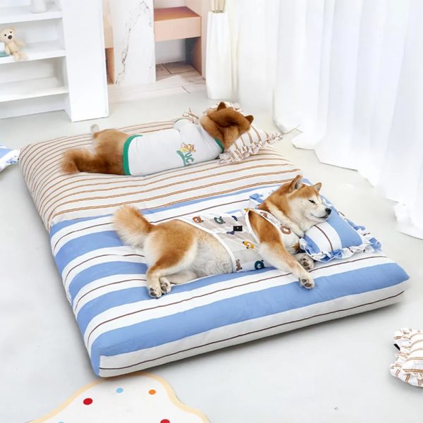 striped cotton thick padded & soft dog pillow bed 13