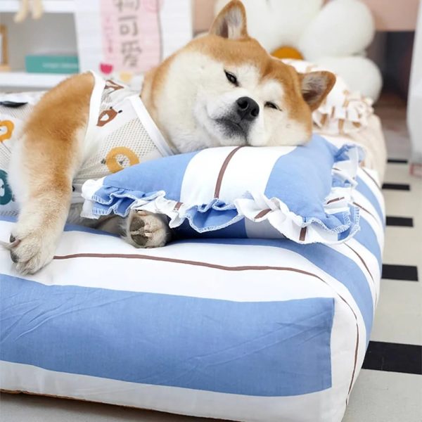 striped cotton thick padded & soft dog pillow bed 15