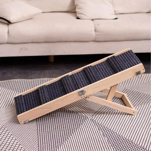 4 level adjustable height foldable wooden dog ramp 12