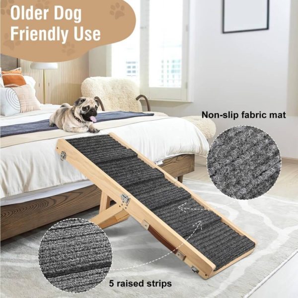 4 level adjustable height foldable wooden dog ramp 15