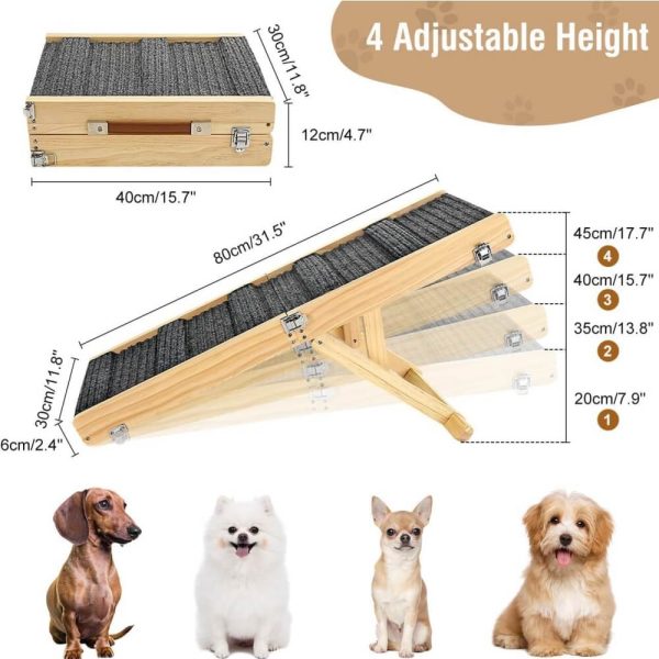 4 level adjustable height foldable wooden dog ramp 17