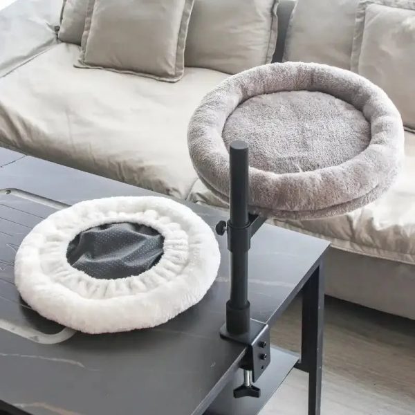adjustable rotating office cat hammock bed with iron support 17