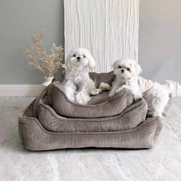 all season cozy durable corduroy dog sofa bed for small & medium dogs 13
