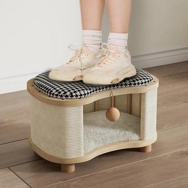all season modern 2 in 1 enclosed wooden cat house stool 14