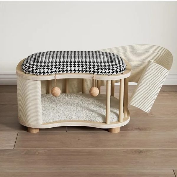 all season modern 2 in 1 enclosed wooden cat house stool 16