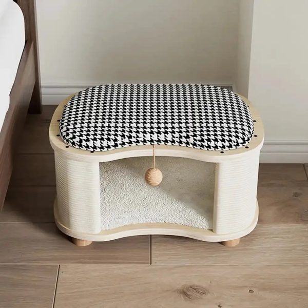 all season modern 2 in 1 enclosed wooden cat house stool 18