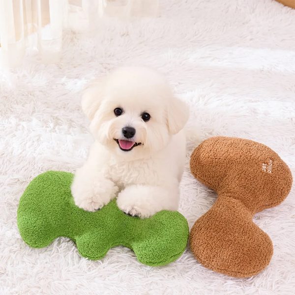 bone shaped playful squeaky dog toy pet pillow 13