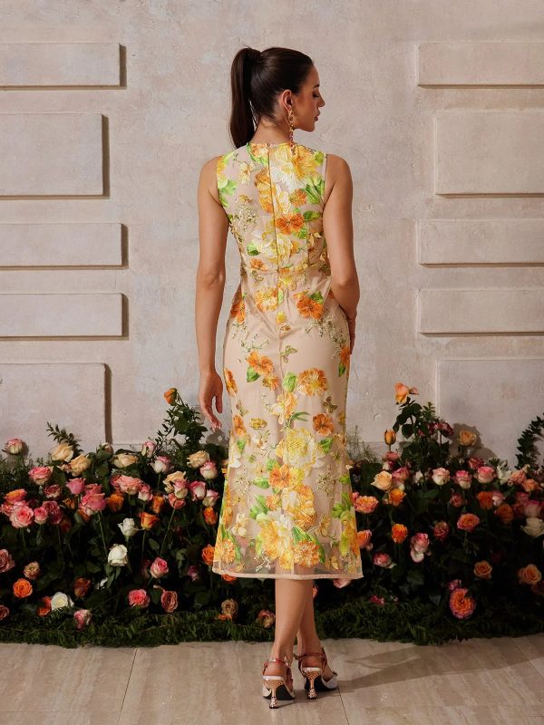 braxis sleeveless flower embroidered midi dress 16