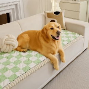 checkered velvet sofa pad anti slip quilted couch cover 11