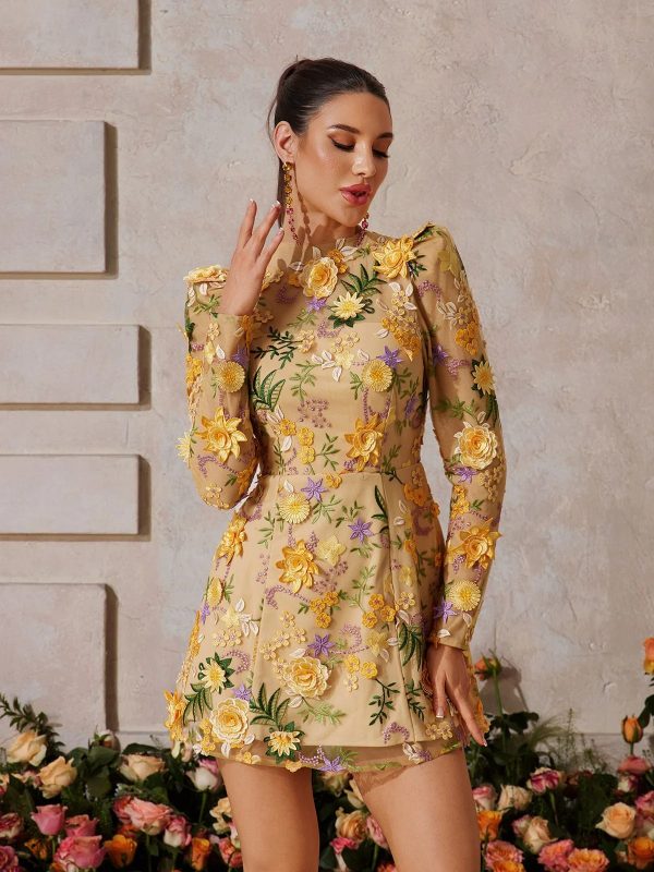 duskel flower embroidered mini dress 15