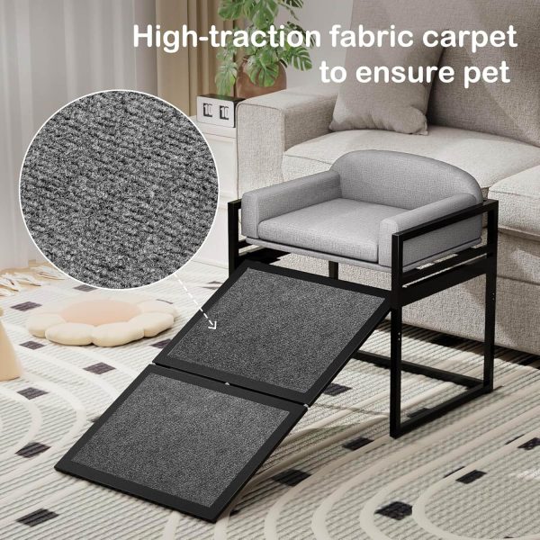 elevated pet sofa bed with stairs ramp for bedside lounge & dog window perch 17