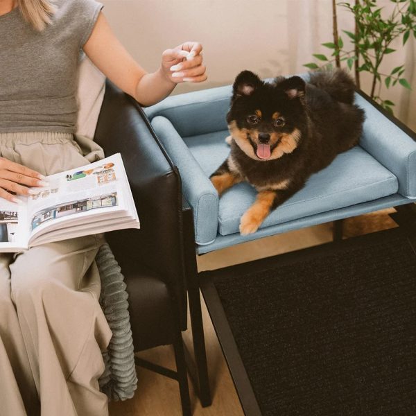 elevated pet sofa bed with stairs ramp for bedside lounge & dog window perch 30