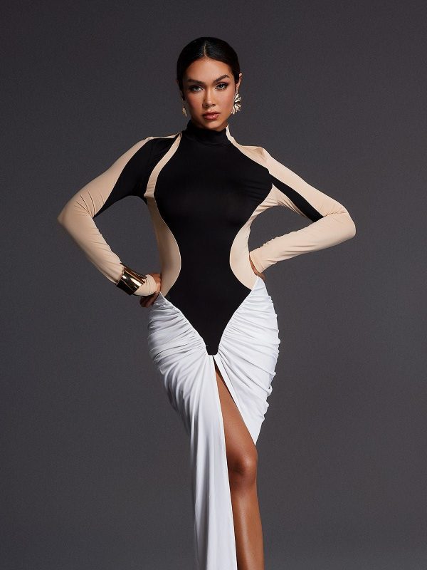 emmly long sleeve ruched split maxi dress 13