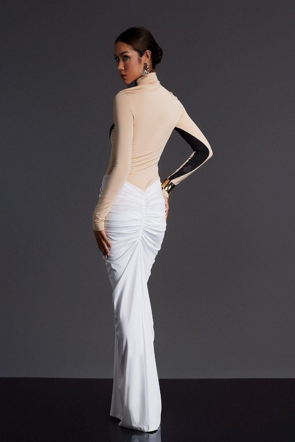emmly long sleeve ruched split maxi dress 16