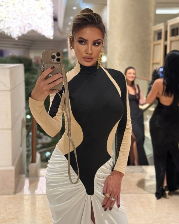 emmly long sleeve ruched split maxi dress 20