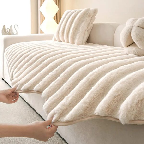 fluffy comfort plush furniture protection decorative couch cover 12