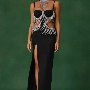 jerlyn sleeveless diamond tassels bandage maxi dress 11 jerlyn sleeveless diamond tassels bandage maxi dress 11