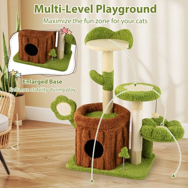 jungle series cat tree with scratching posts & house 15