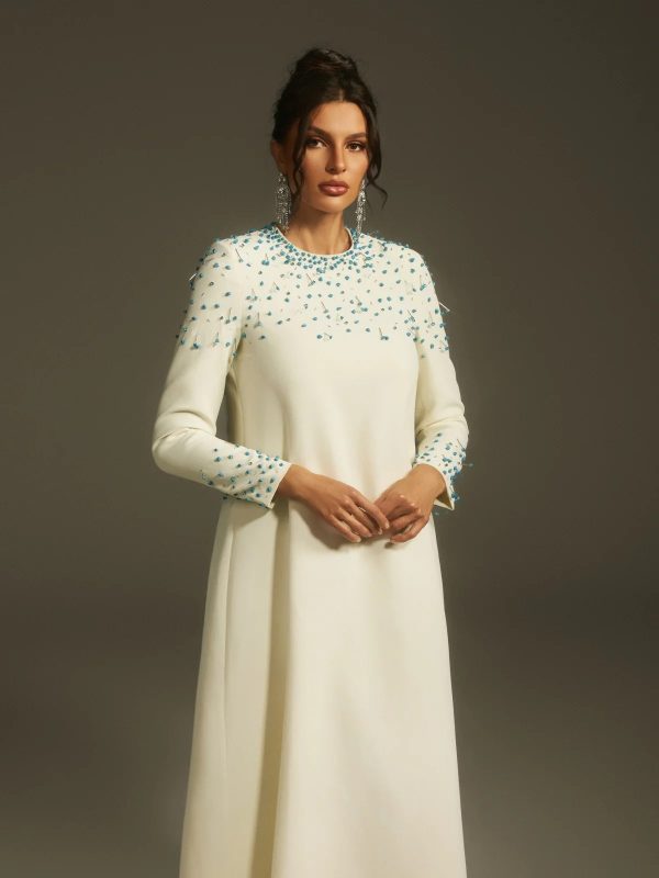 lefwin long sleeve crystal maxi dress 13