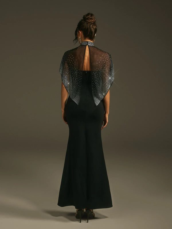 lenah high neck rhinestone bandage maxi dress 16