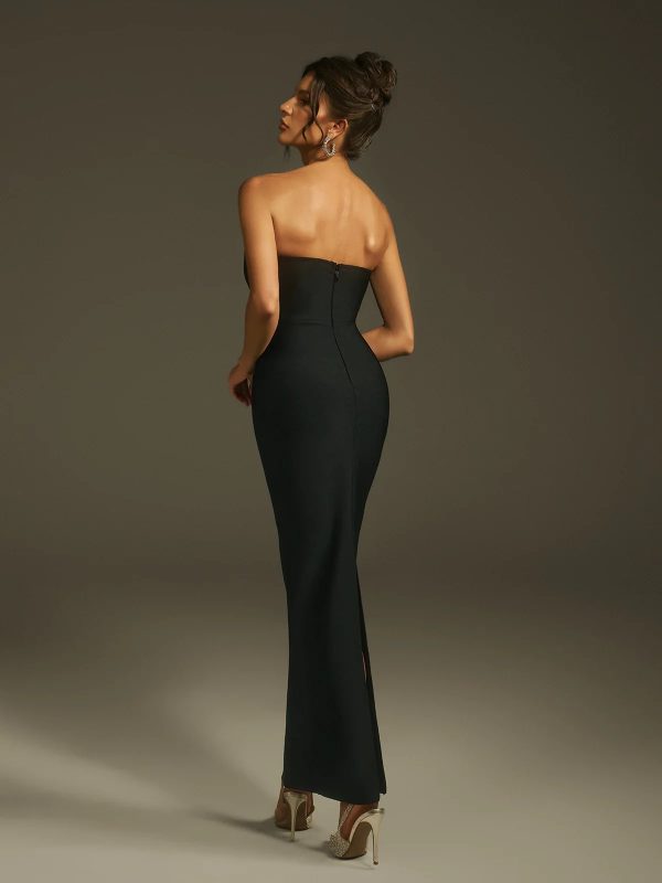 leyte strapless crystal bandage maxi dress 16