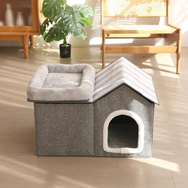 multifunctional foldable cat house with cushion 22