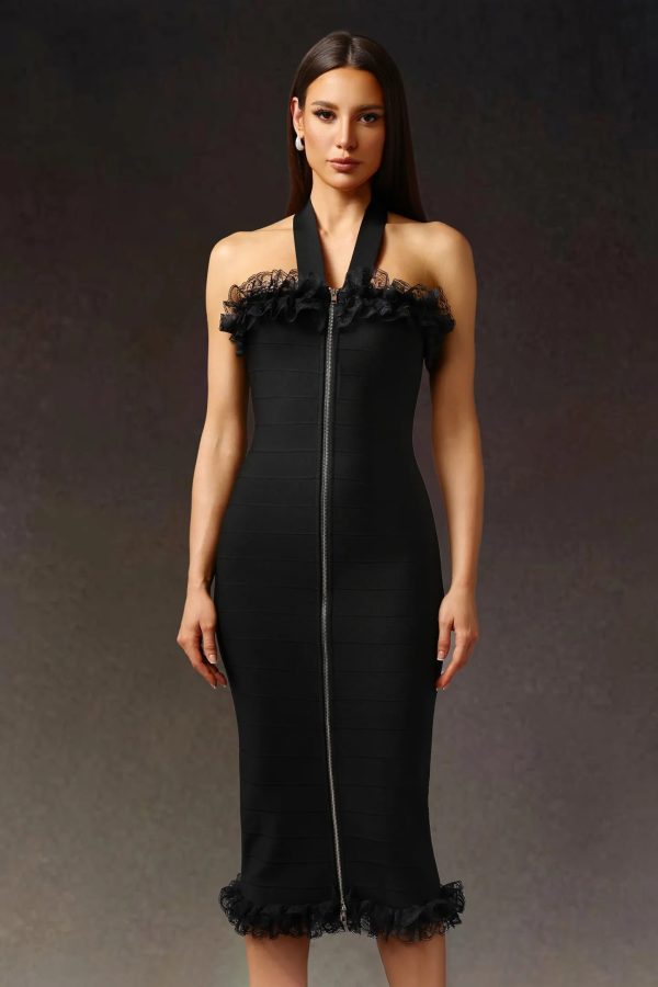nahla halter sleeveless lace bandage midi dress 12