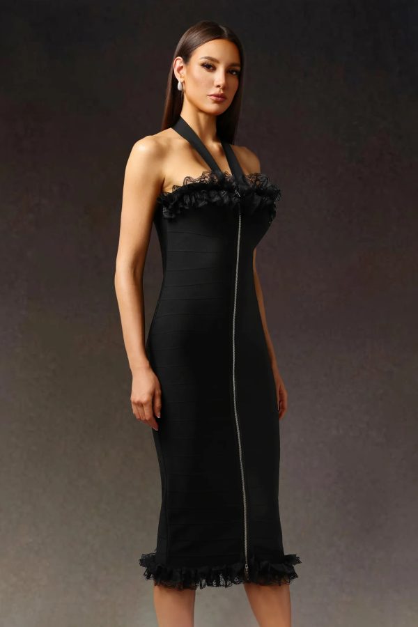 nahla halter sleeveless lace bandage midi dress 14