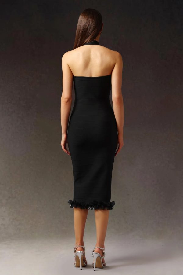 nahla halter sleeveless lace bandage midi dress 16