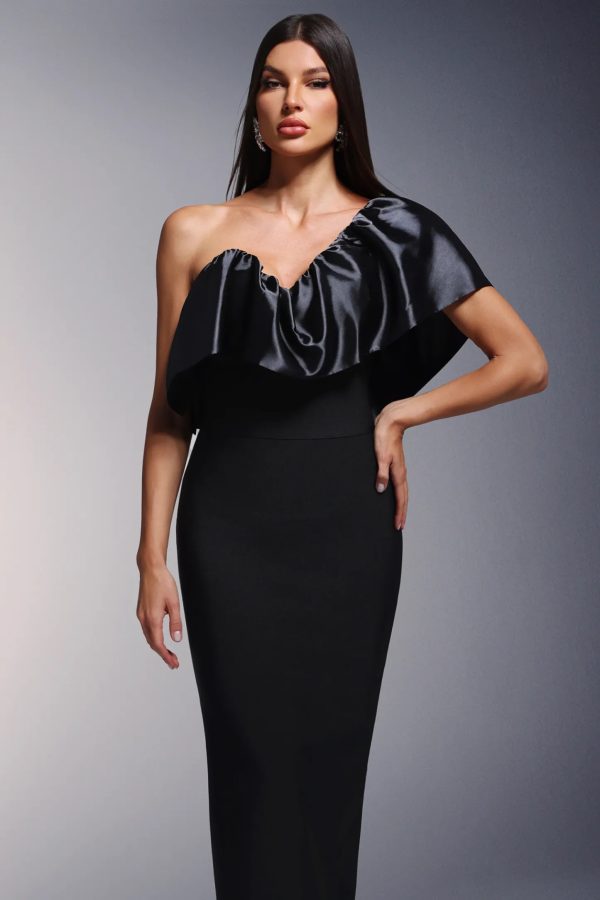 namia one shoulder ruffles bandage maxi dress 13