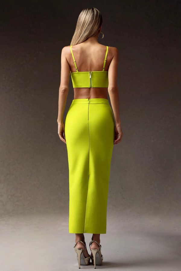 olga flowers slim bandage maxi set in green 16