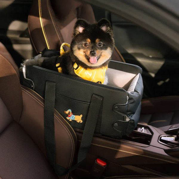 portable travel faux leather waterproof center console pet car seat 13